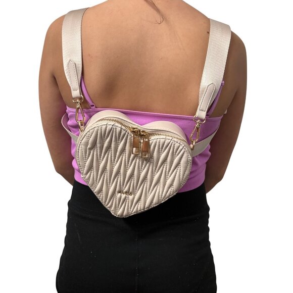 Heart-Shaped Quilted Light Pink ALDO Crossbody Bag With Gold-Tone Hardware - Picture 14 of 14